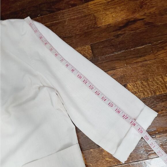 Vintage 90s Neutral Minimalist Beige Lightweight Long Fall Blazer - Picture 12 of 16